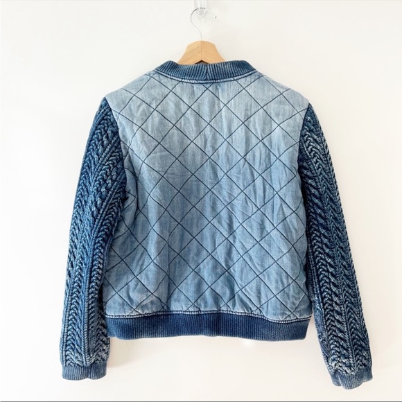 RELISTED Anthropology Cloth & Stone Bomber Jacket Quilted Chambray Braided - Picture 9 of 15